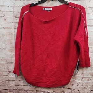 Jennifer Lopez Red Sweater with Chain Detail